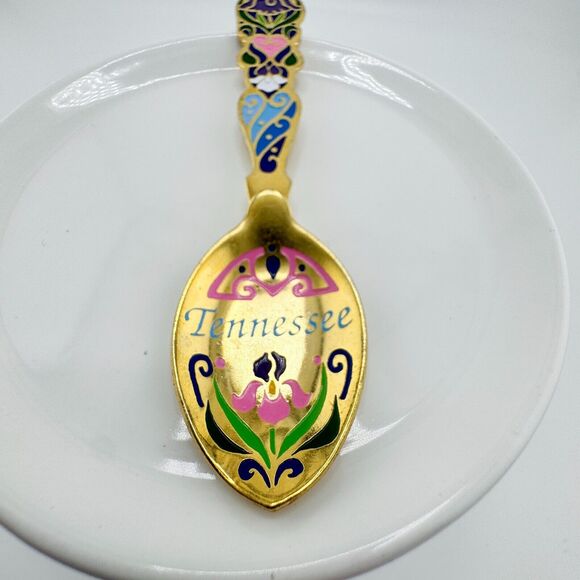 Tennessee Vintage Souvenir Spoon Collectible Gold Tone New with Box Purple Pink - Picture 4 of 7